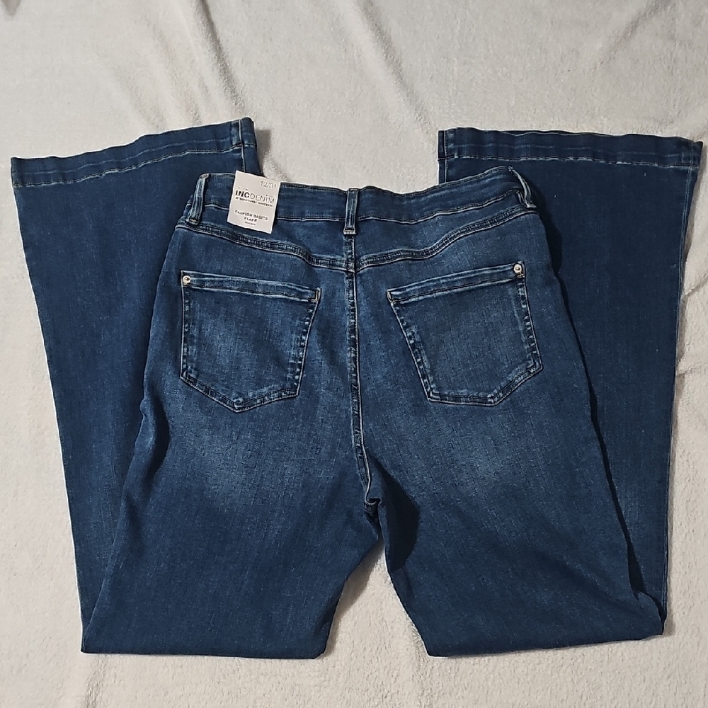 INC International Concepts Dark Blue Flare Jeans - Picture 5 of 12